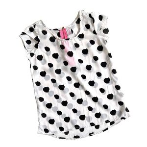 JAPNA KIDS Semi Sheer Polka Dot Blouse Short Sleeve Black White Sz 7